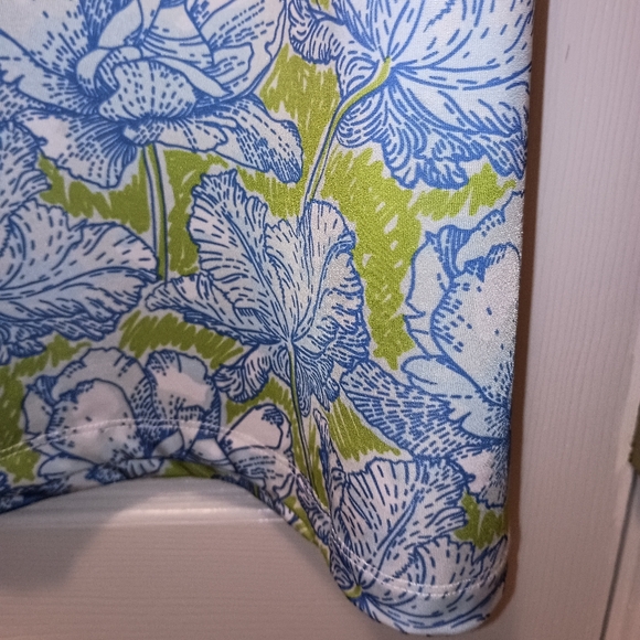 Jean Pierre Klifa Paris Floral Blue green Floral Print Lily Dress size l… - Picture 8 of 10